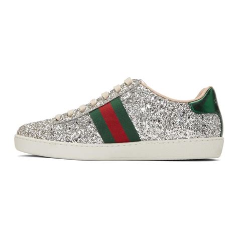 gucci metallic silver shoes|Gucci silver sneakers.